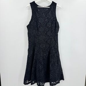 RN Studio by Ronni Nicole Black Lace & Sequins Fit Flare Wedding Guest Dress 16